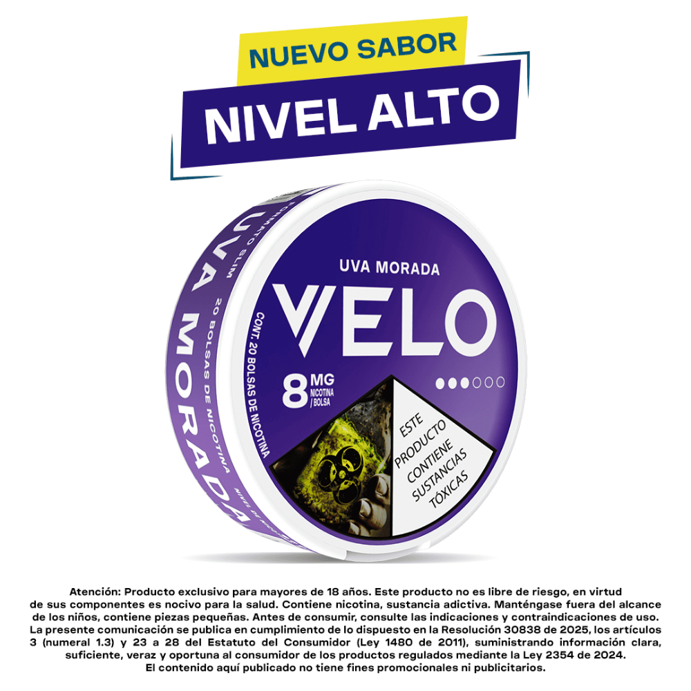 Velo Uva Morada 8mg Bolsitas de nicotina