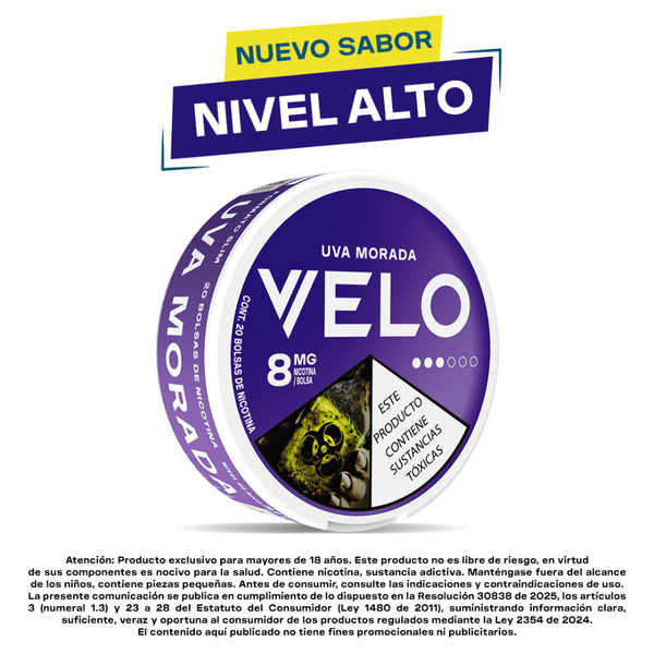 Velo Uva Morada 8mg Bolsitas de nicotina